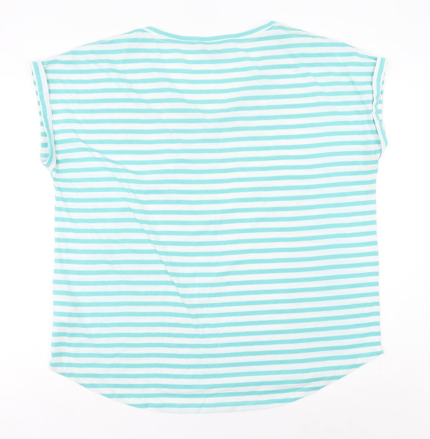 Suzanne Grae Women’s Blue Striped V-Neck Short Sleeve T-Shirt 2XL