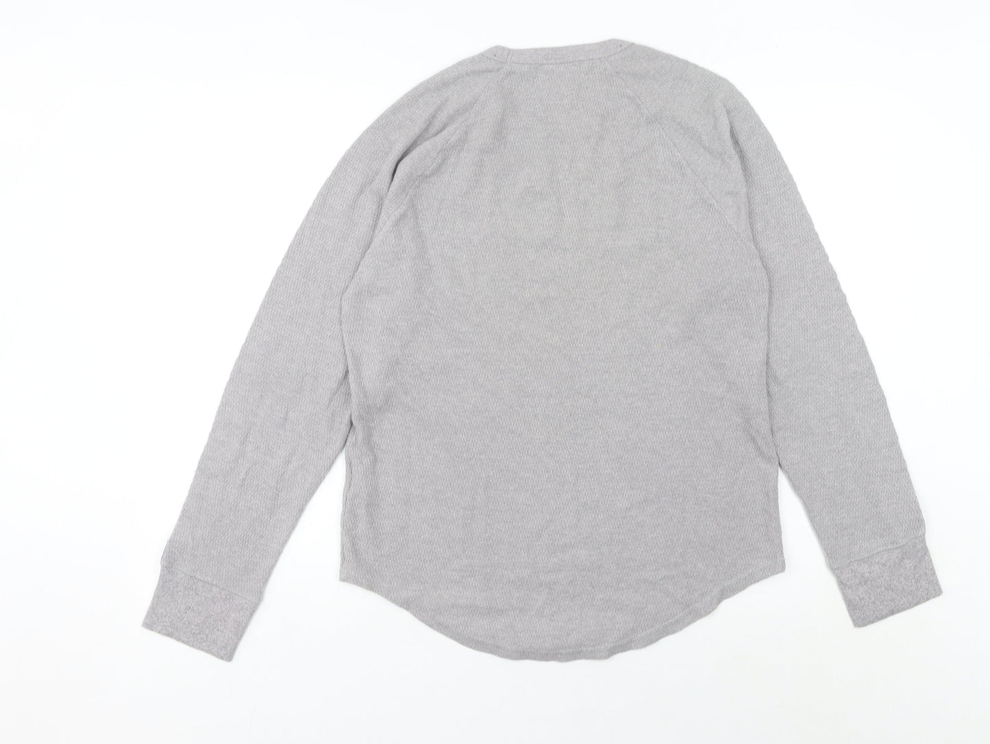Hollister Men’s Grey Pullover Sweatshirt L Long Sleeve Logo Tape