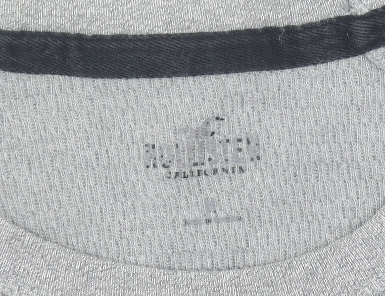 Hollister Men’s Grey Pullover Sweatshirt L Long Sleeve Logo Tape