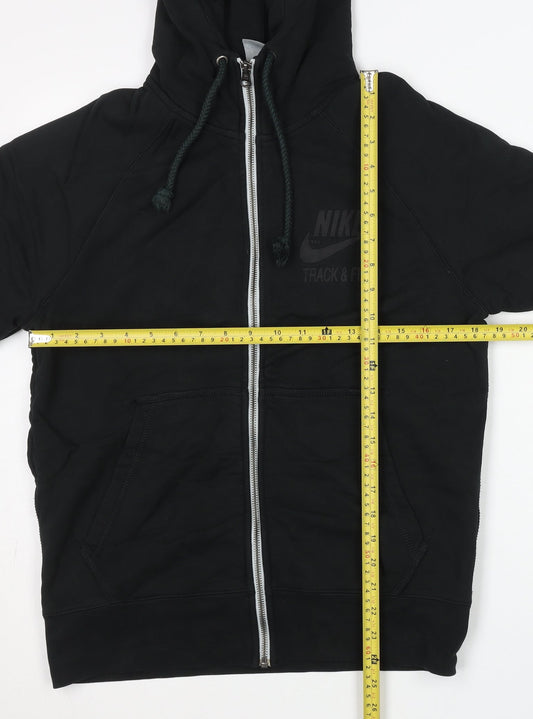 Nike Men’s Black Full Zip Hoodie M Sportswear Cotton Logo