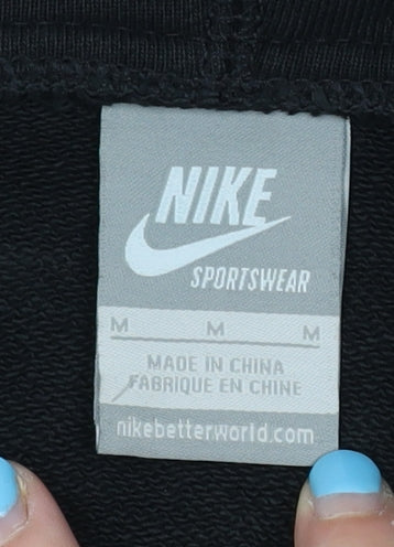 Nike Men’s Black Full Zip Hoodie M Sportswear Cotton Logo