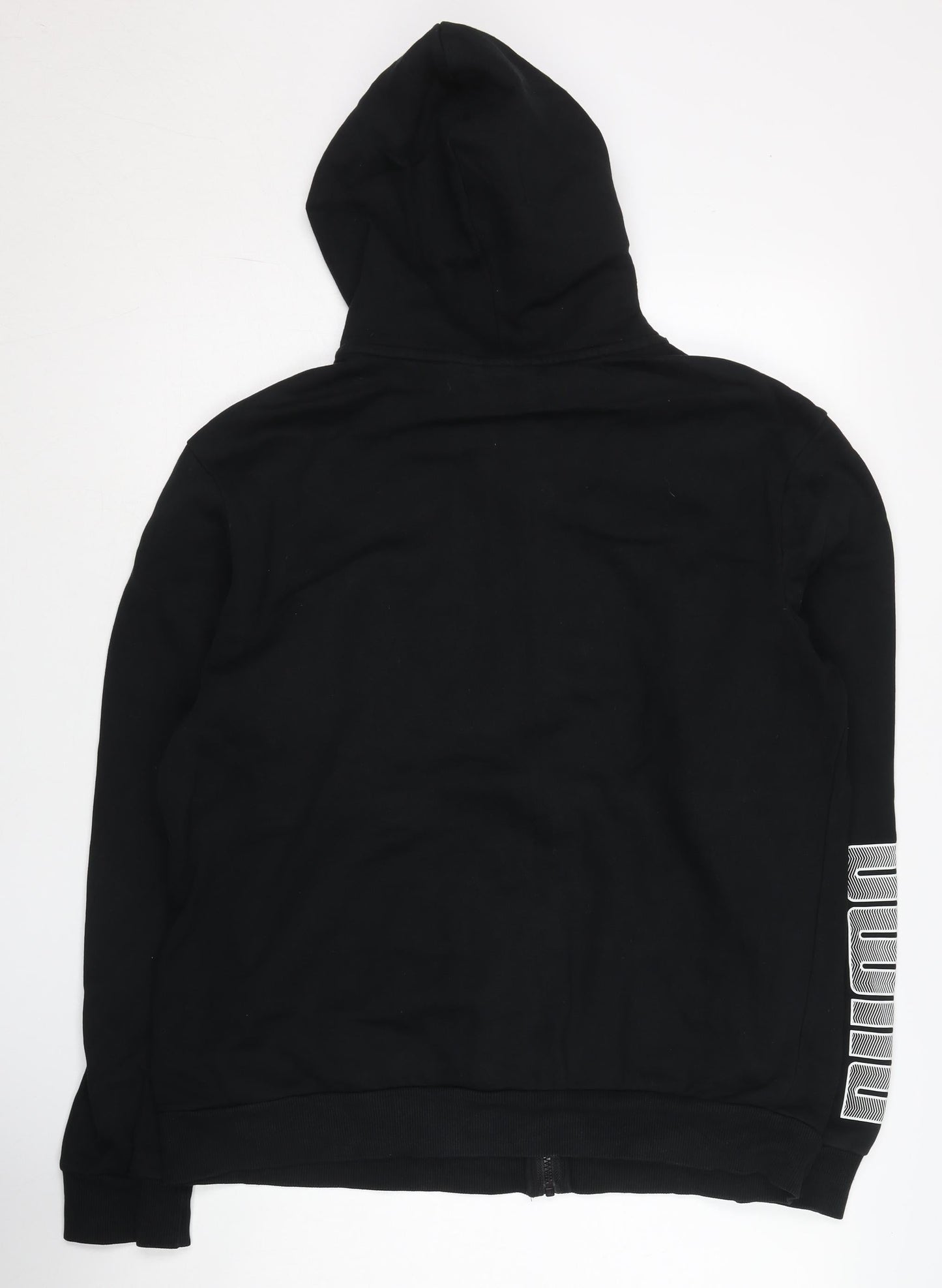 Puma Men's Black Full Zip Hoodie Size L Logo Jersey Cotton Blend