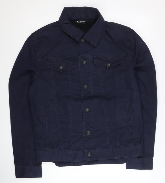 Jack & Jones Men's Blue M Cotton Blend Short Jacket Casual