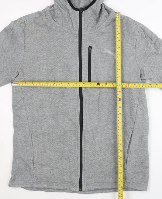Puma Men’s Grey Full Zip Hoodie L Jersey Athletic Fit