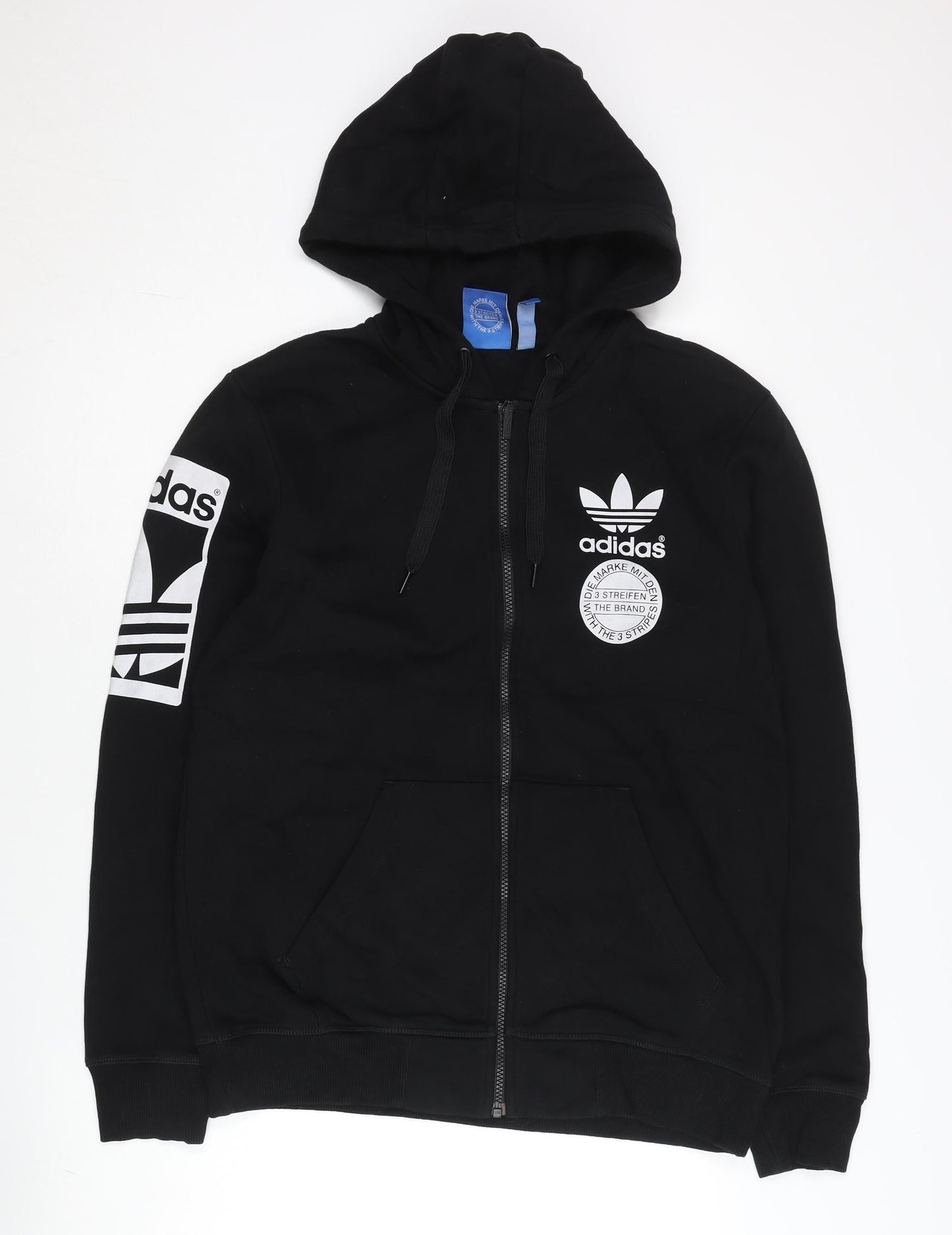 Adidas Men's Black Medium Full Zip Hoodie with Logo