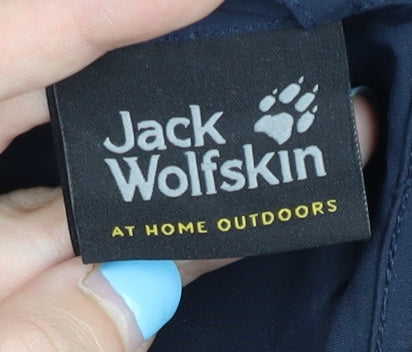 Jack Wolfskin Men's Blue Softshell Hooded Jacket L Hiking Outdoor 40"-42"