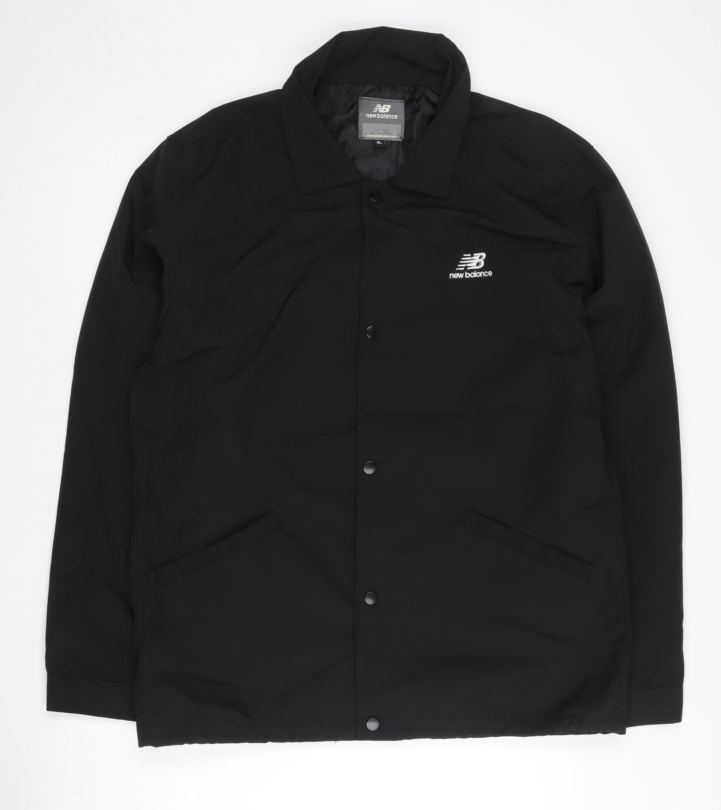 New Balance Men's Black XL Coach Jacket Sports Logo Mid-Length
