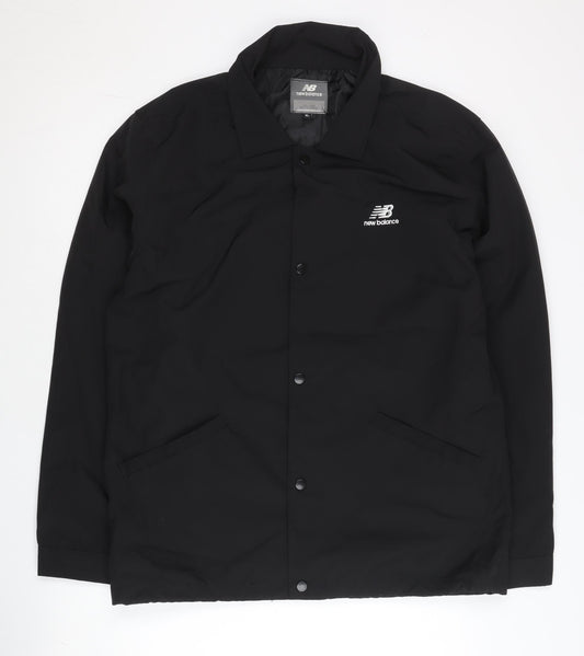 New Balance Men's Black XL Coach Jacket Sports Logo Mid-Length