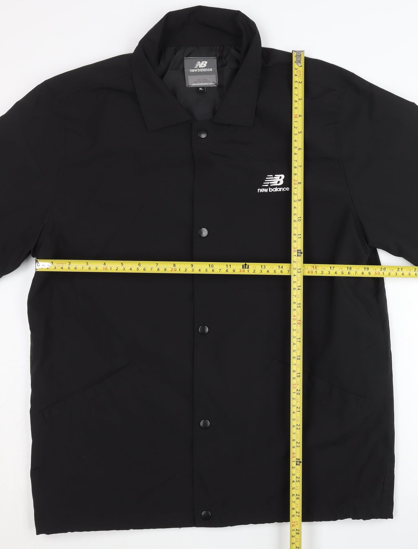 New Balance Men's Black XL Coach Jacket Sports Logo Mid-Length