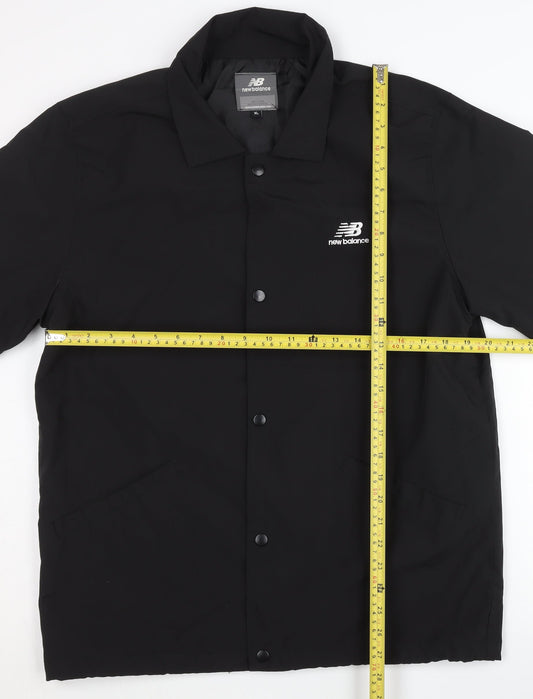 New Balance Men's Black XL Coach Jacket Sports Logo Mid-Length