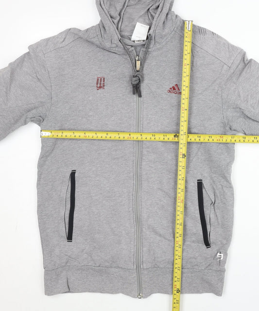 Adidas Men's Grey Full Zip Hoodie M Logo Sportswear