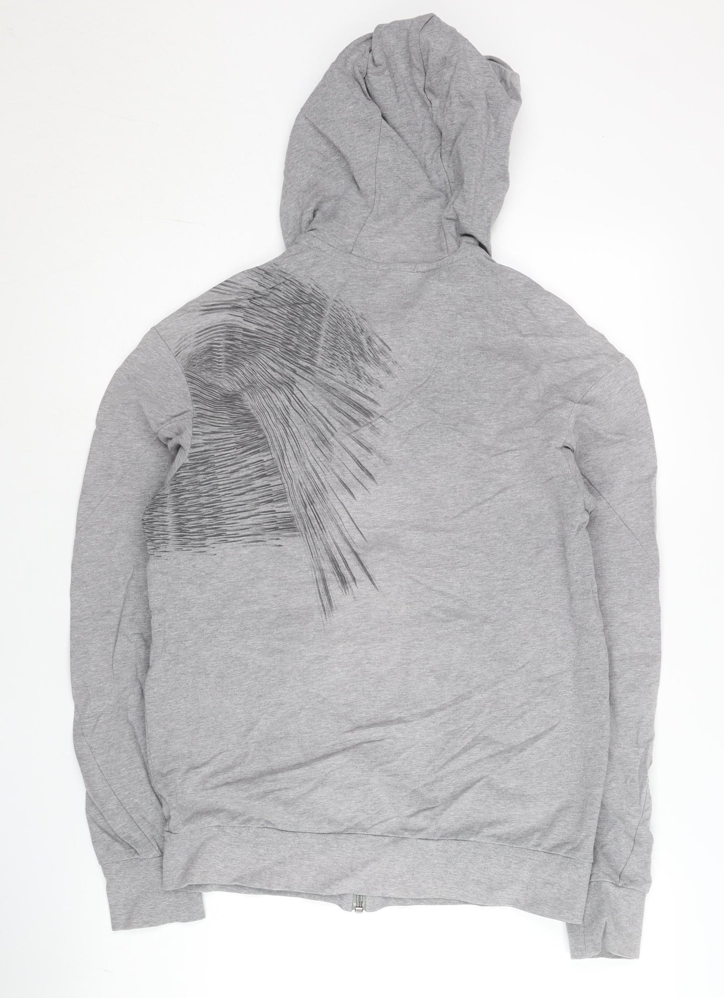 Adidas Men's Grey Full Zip Hoodie M Logo Sportswear