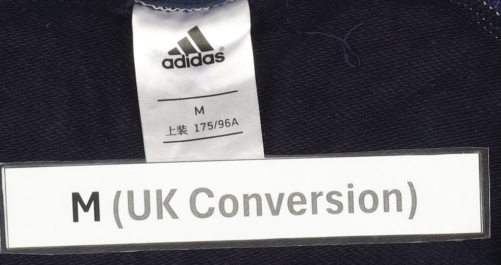 Adidas Men’s Blue Full Zip Hoodie M Sports Logo Jersey Cotton Blend
