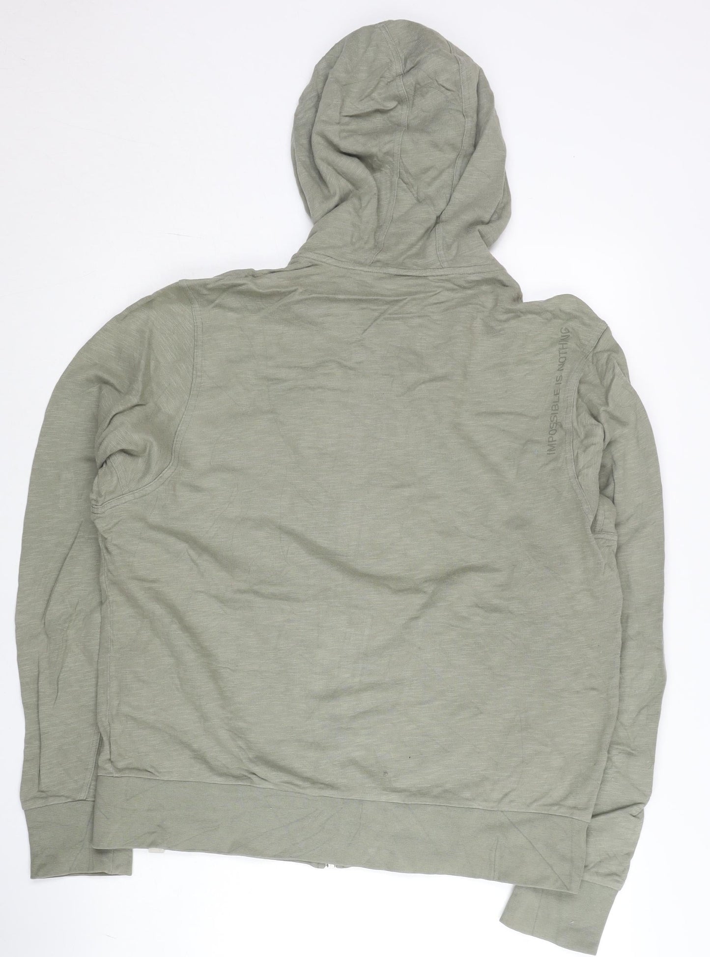Adidas Men's Green Full Zip Hoodie Size L Jersey Cotton Blend