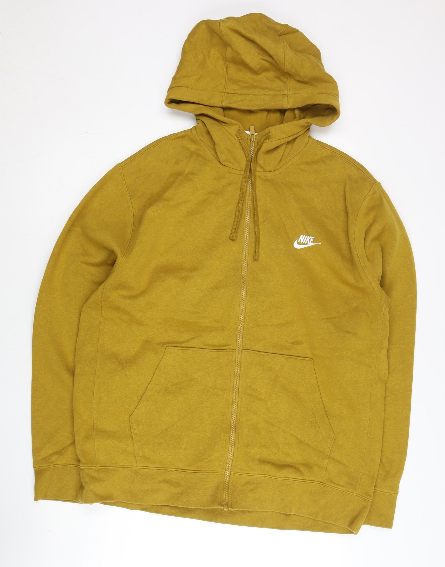 Nike Men’s Yellow Full Zip Hoodie 2XL Regular Fit Jersey Cotton