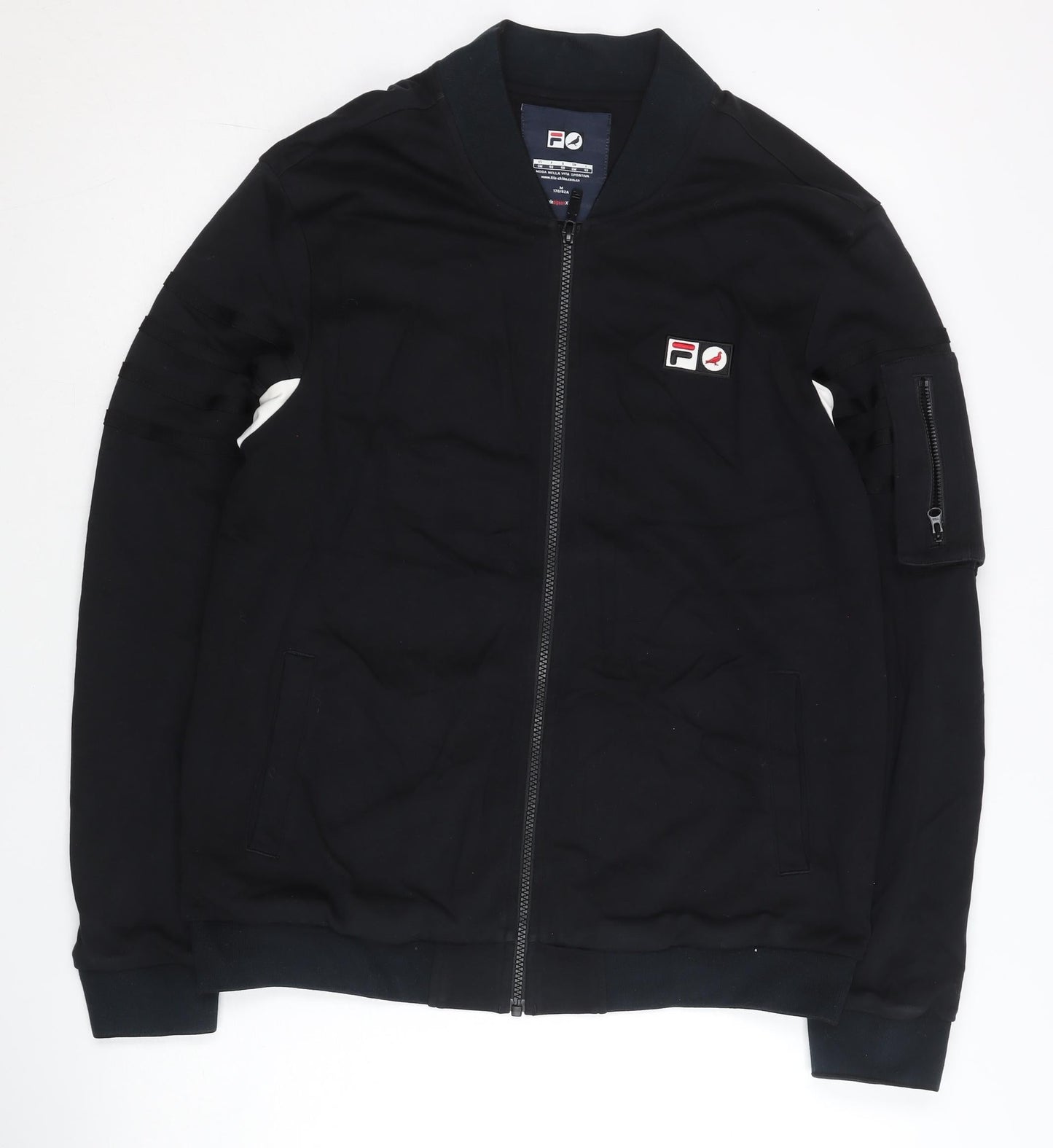 FILA Men’s Black S Basic Full Zip Logo Activewear Jacket