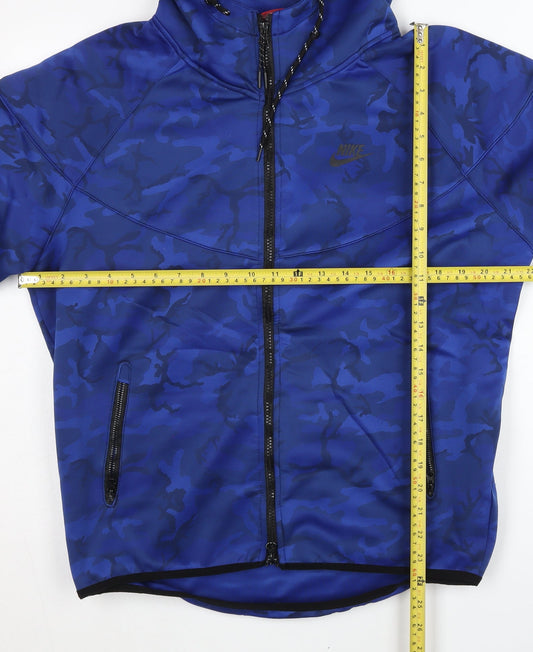Nike Men's Blue Camouflage Full Zip Hoodie M Regular Fit Sportswear