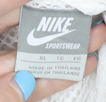 Nike Men's XL Red White Windbreaker Jacket Hooded Polyester