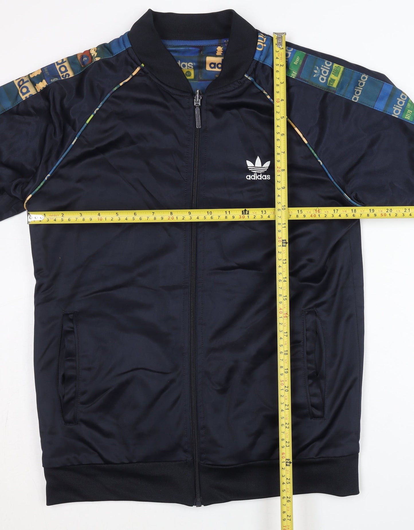 adidas Men's Blue L Track Jacket Full Zip Logo Stripe Sportswear