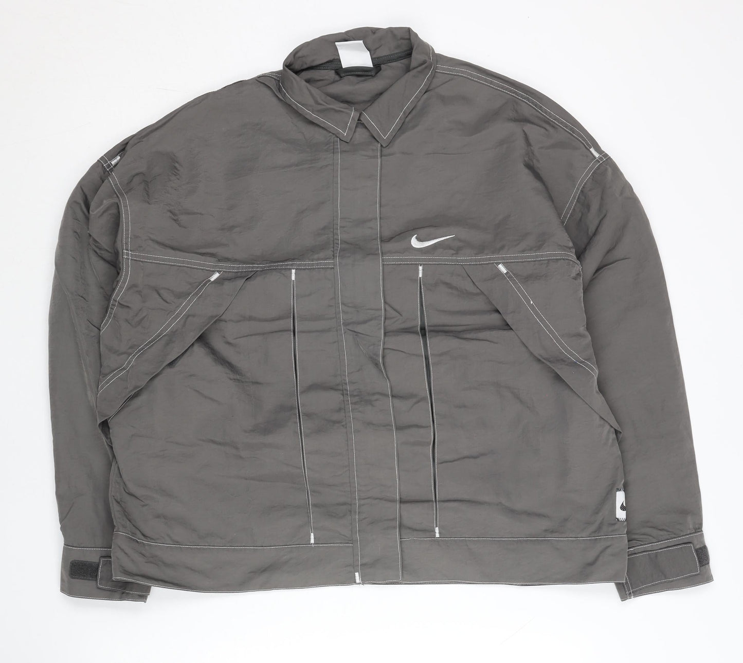 Nike Men’s Grey Cotton Blend Jacket S Sports Logo Full Zip