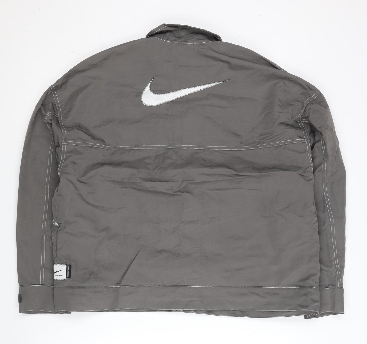 Nike Men’s Grey Cotton Blend Jacket S Sports Logo Full Zip