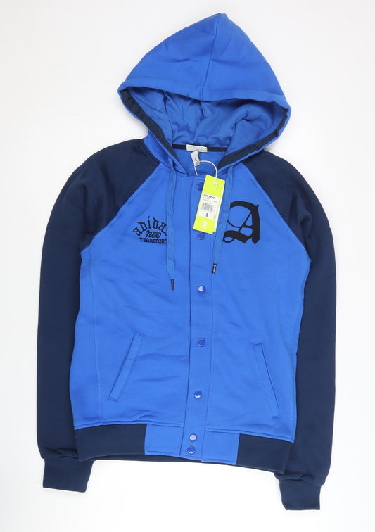 Adidas Neo Men's Blue Varsity Jacket S Hooded Cotton Sportswear