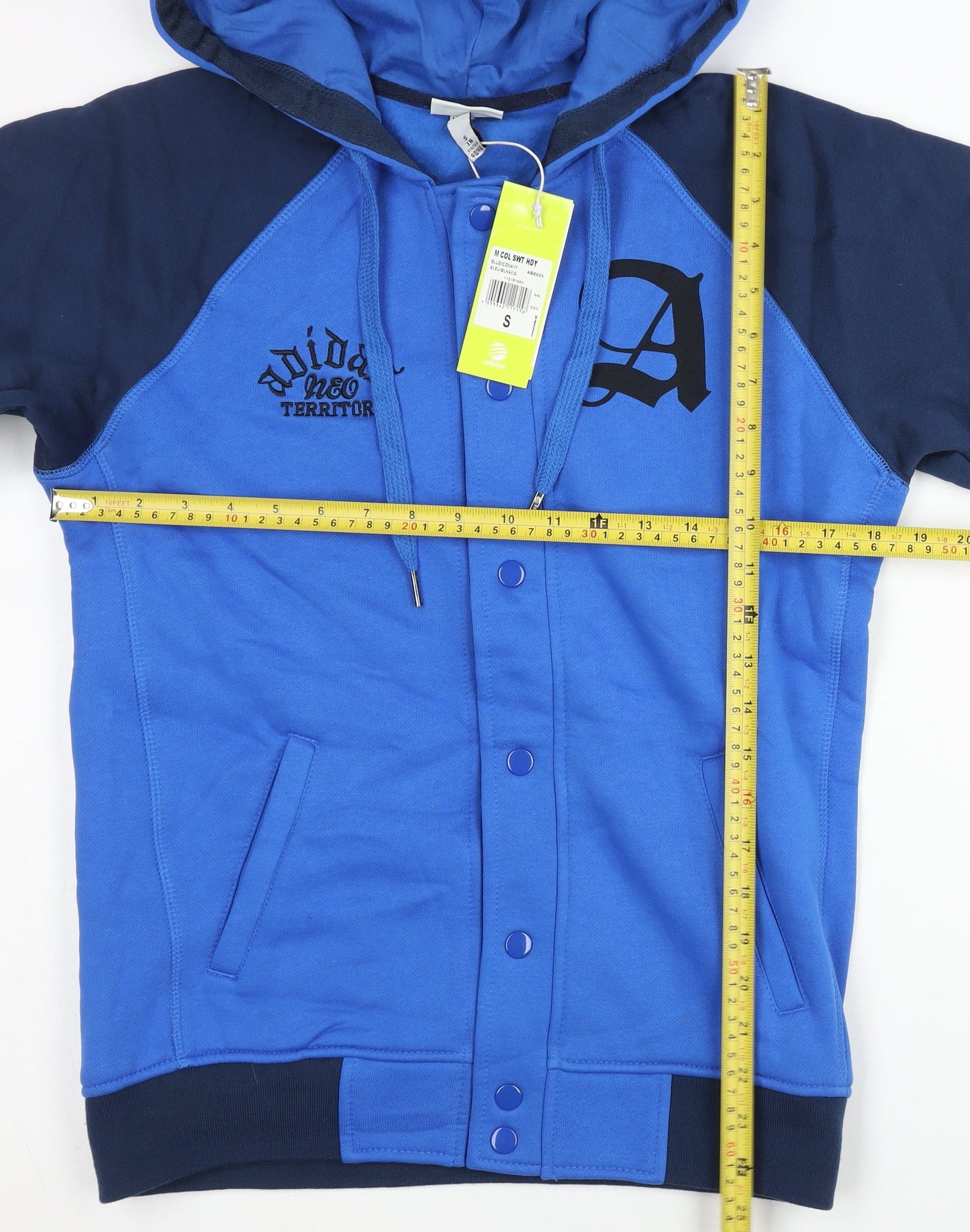 Adidas Neo Men's Blue Varsity Jacket S Hooded Cotton Sportswear