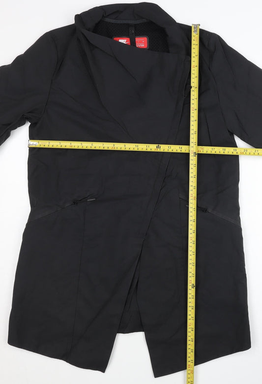 Nike Women's Black Long Rain Coat S Hooded Waterproof Lined