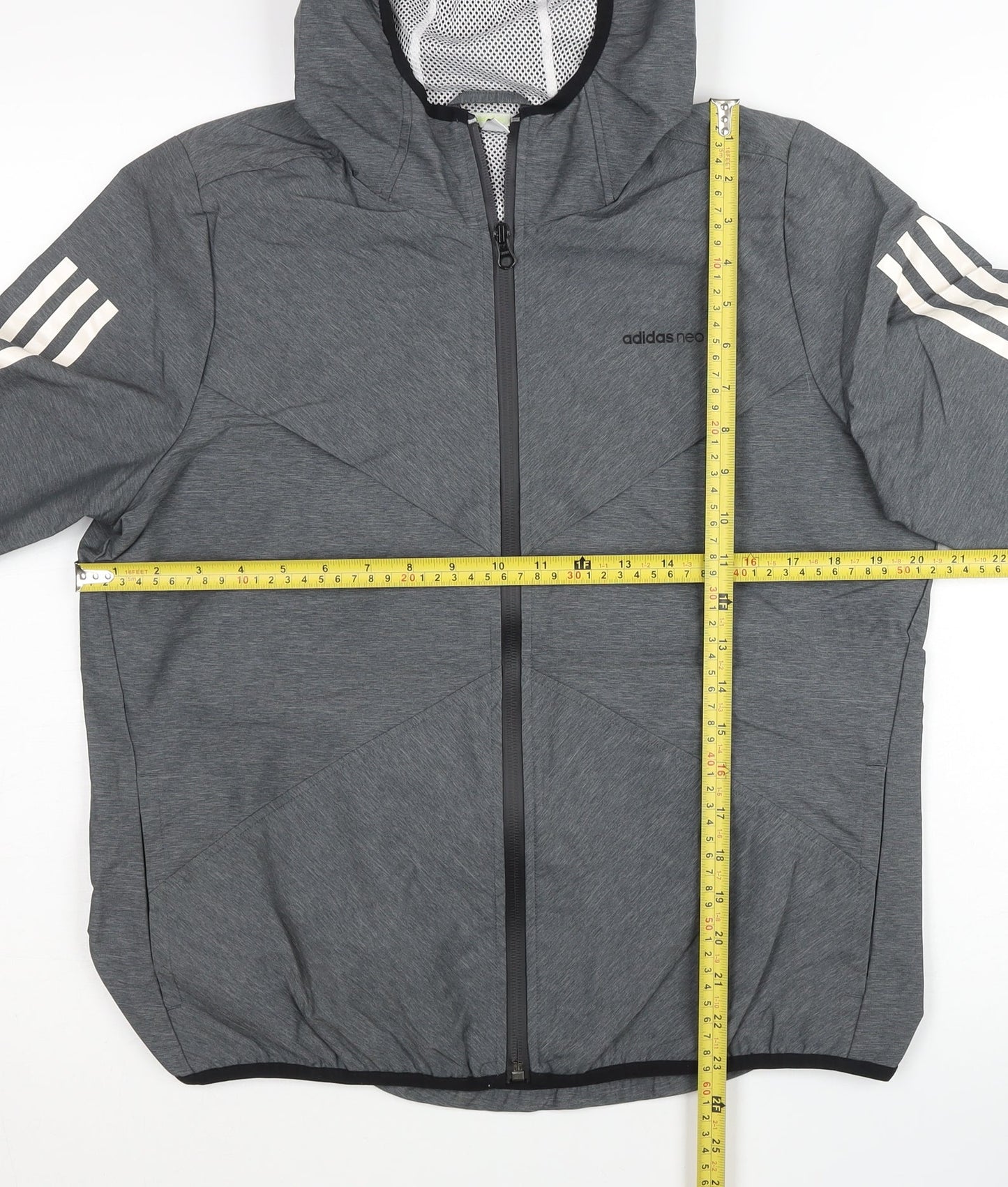 adidas neo Mens Grey M Windbreaker Hooded Jacket Lightweight