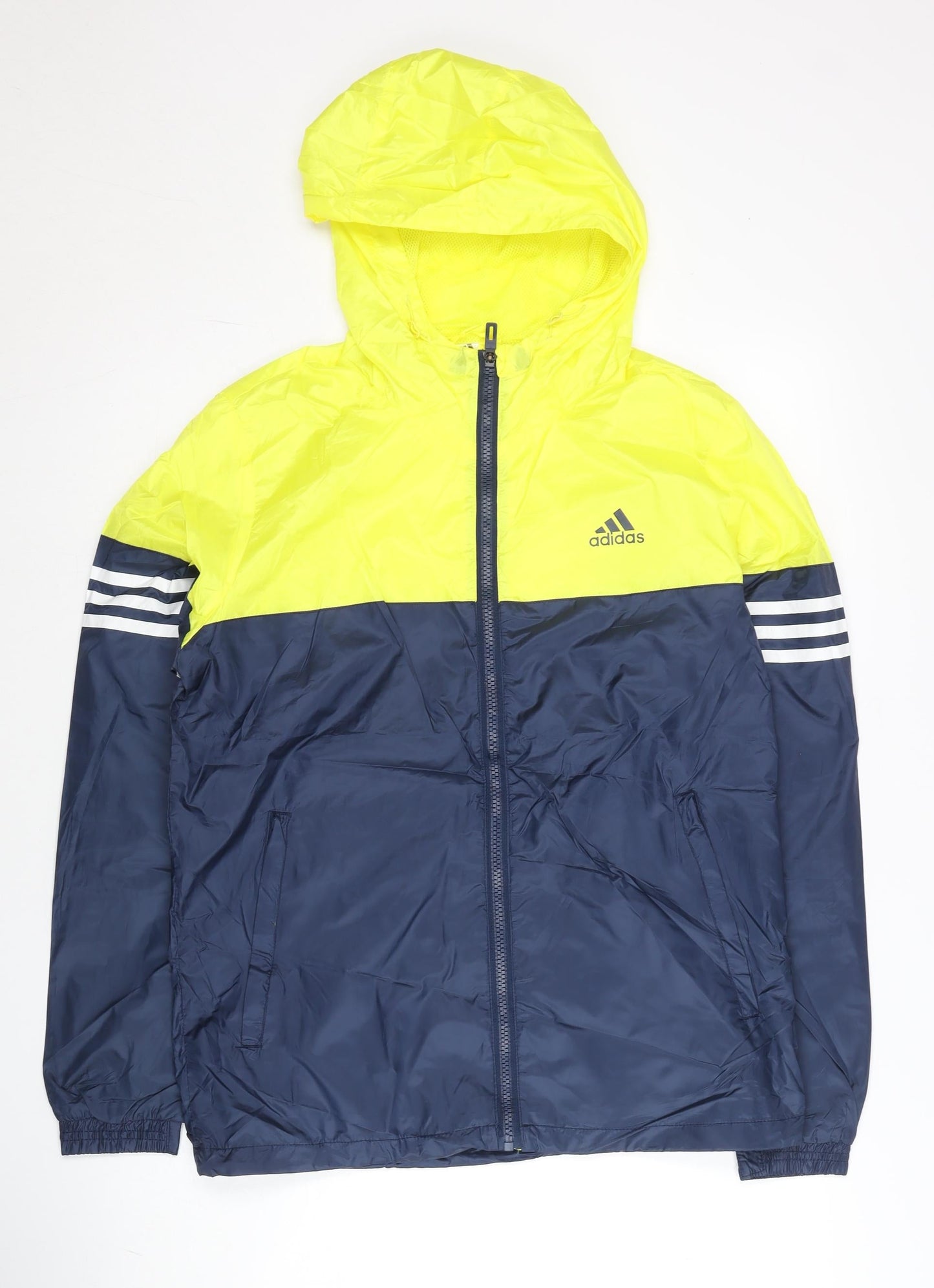 Adidas Men's Yellow & Blue S Windbreaker Jacket Hooded Sports