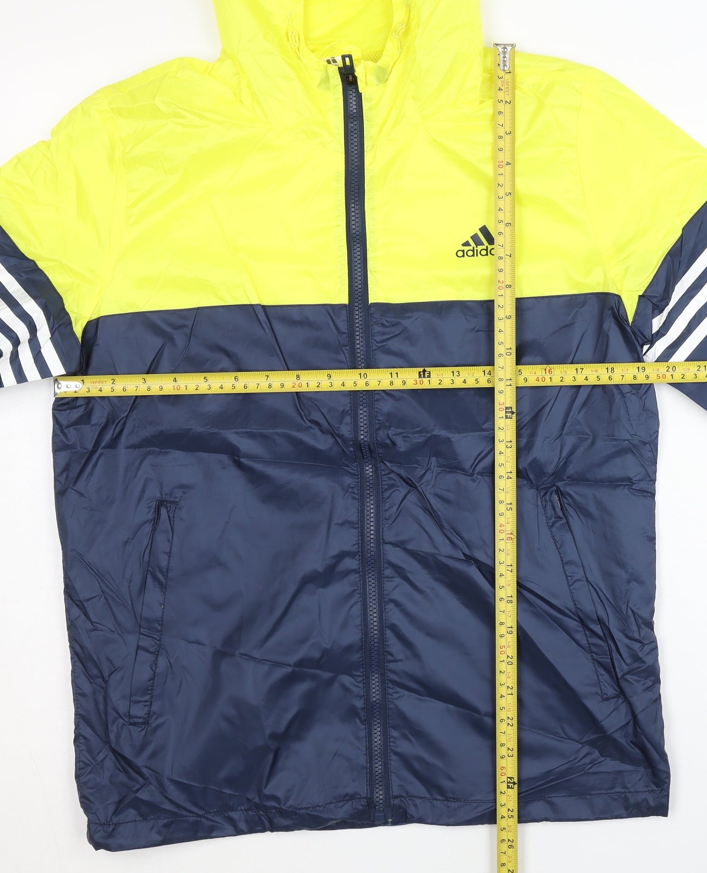 Adidas Men's Yellow & Blue S Windbreaker Jacket Hooded Sports