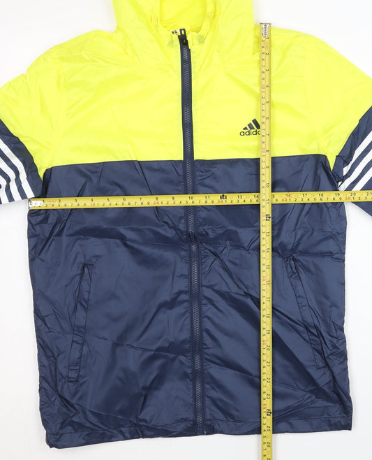 Adidas Men's Yellow & Blue S Windbreaker Jacket Hooded Sports