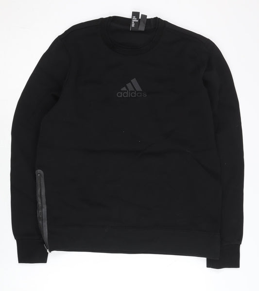 Additional front view of Adidas Men's Black M Pullover Sweatshirt with Side Zip