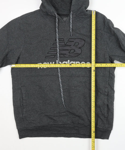 New Balance Men's Grey Pullover Hoodie M Logo Sports Jersey