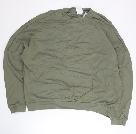 Adidas Men’s Green XL Pullover Sweatshirt Crew Neck Cotton Logo