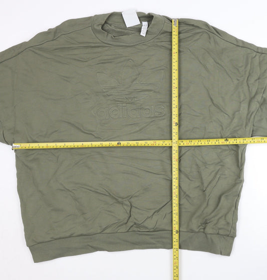 Adidas Men’s Green XL Pullover Sweatshirt Crew Neck Cotton Logo