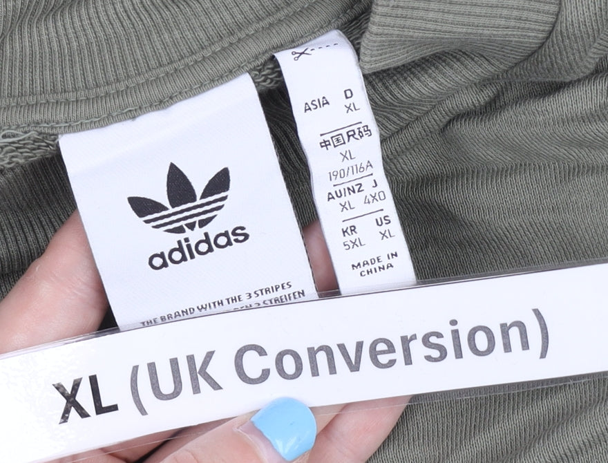 Adidas Men’s Green XL Pullover Sweatshirt Crew Neck Cotton Logo