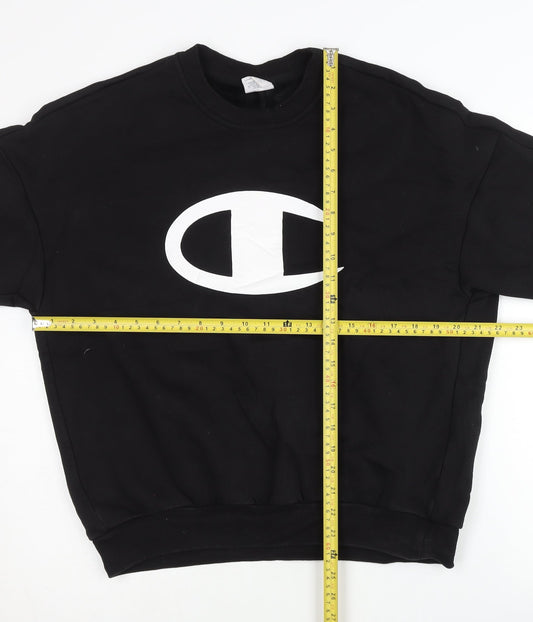 Champion Women's Black Small Pullover Sweatshirt Long Sleeve Logo