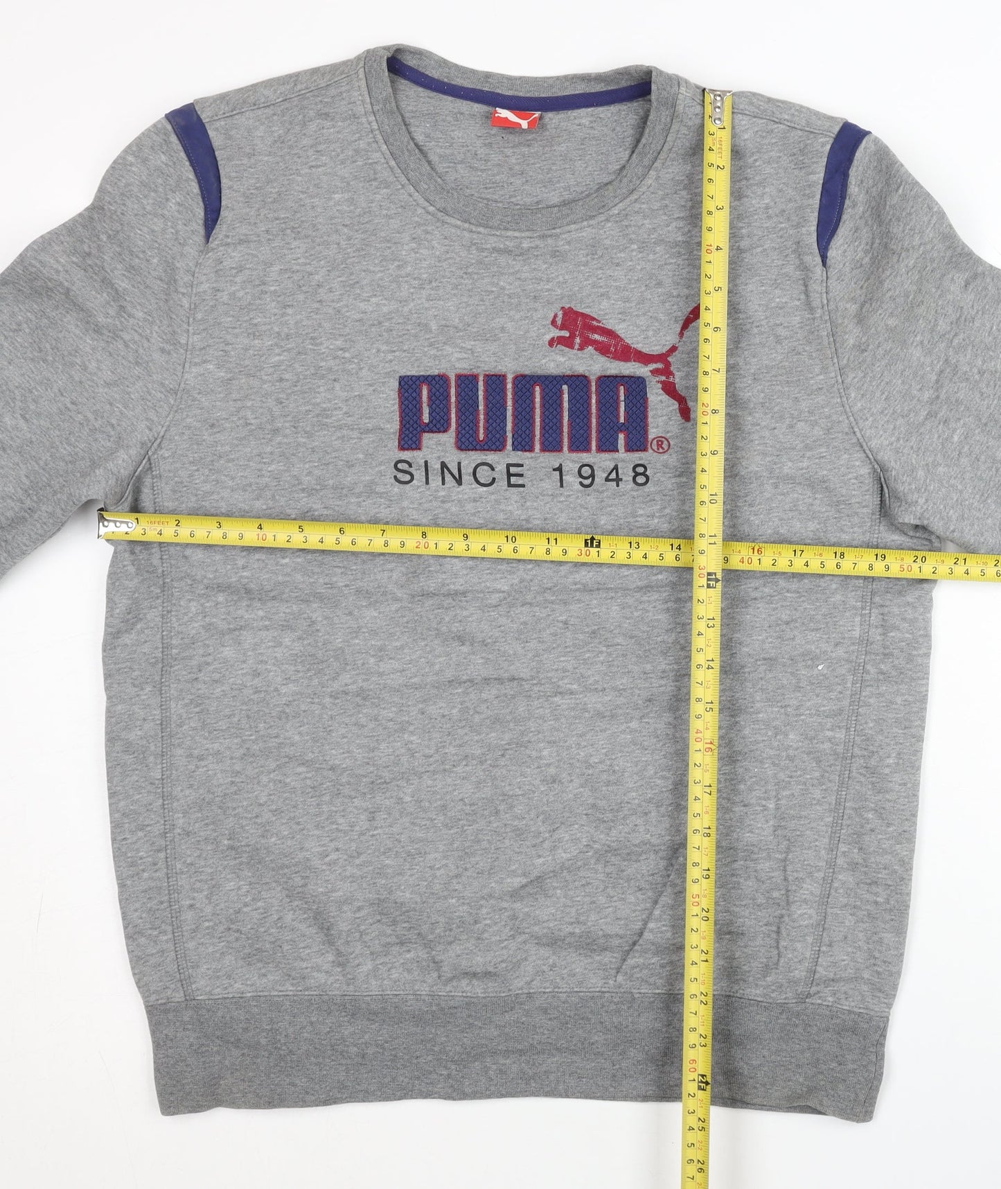 Puma Mens Grey Pullover Sweatshirt L Logo Graphic Sports Casual
