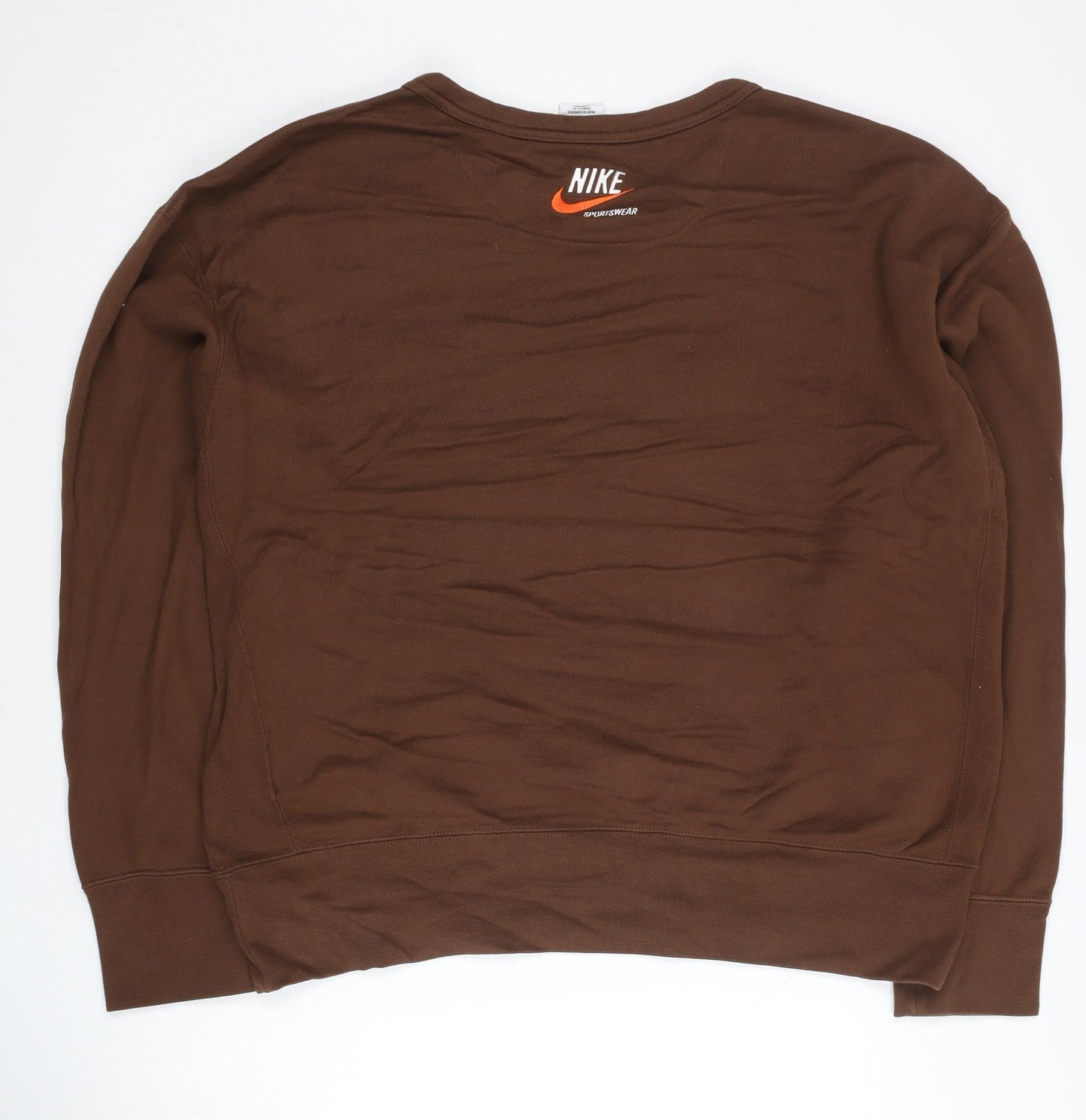 Nike Women Brown 2XL Pullover Sweatshirt Crew Neck Logo Graphic