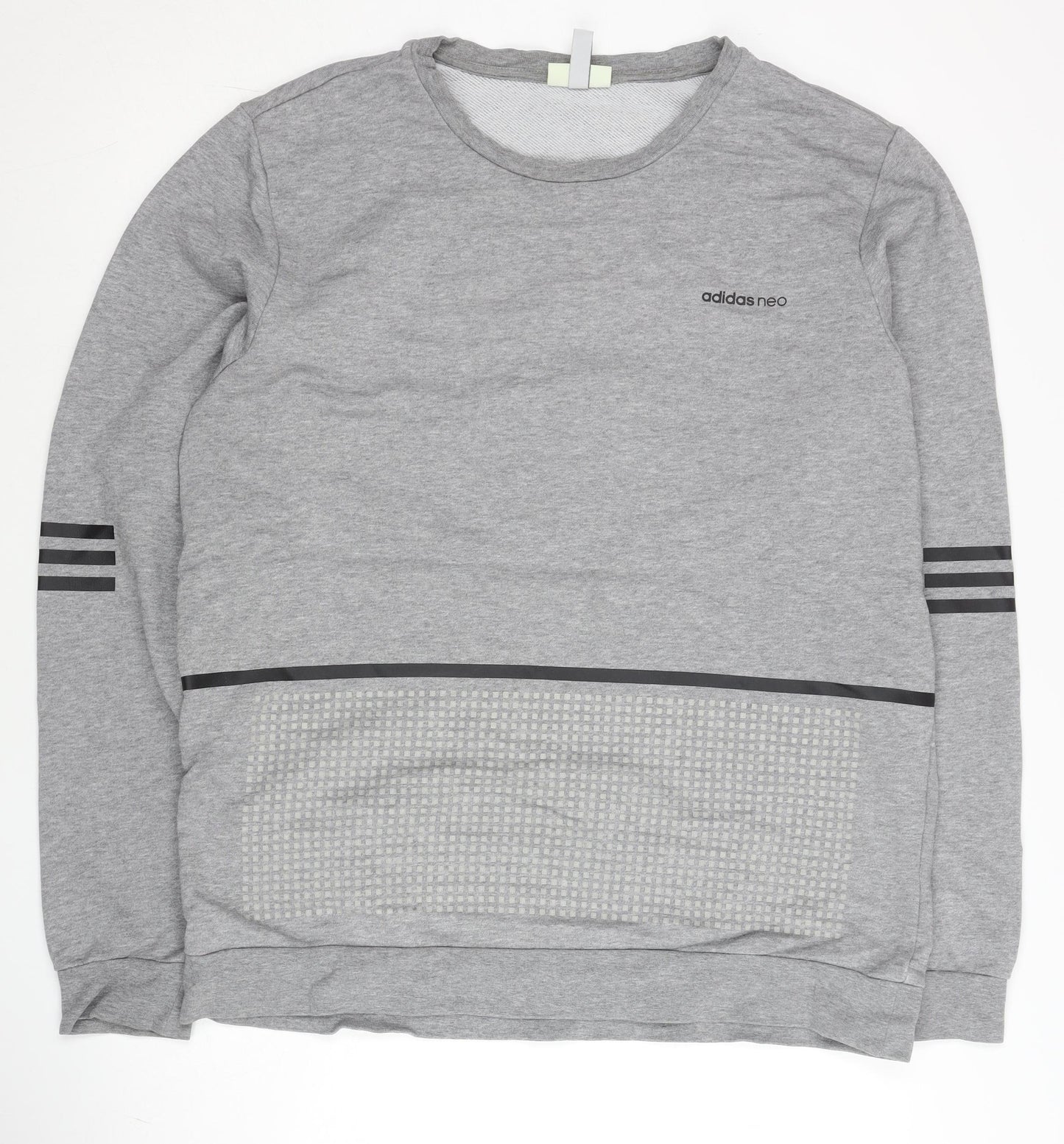 adidas Neo Men’s Grey Pullover Sweatshirt L Regular Fit Logo Design