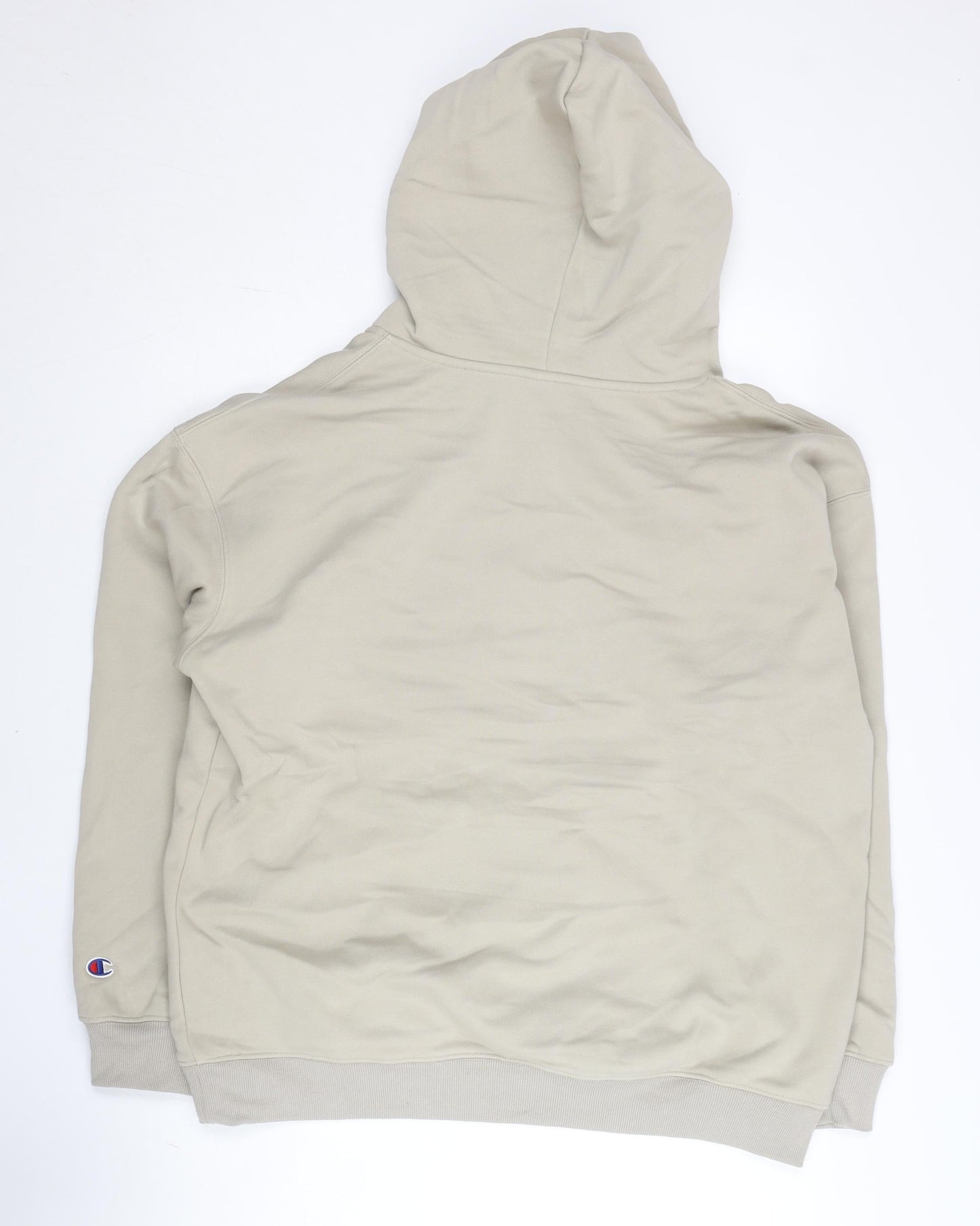 Champion Men's Beige Pullover Hoodie Medium Logo Graphic Sportswear