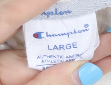 Champion Men's White Large Pullover Hoodie Embroidered Logo