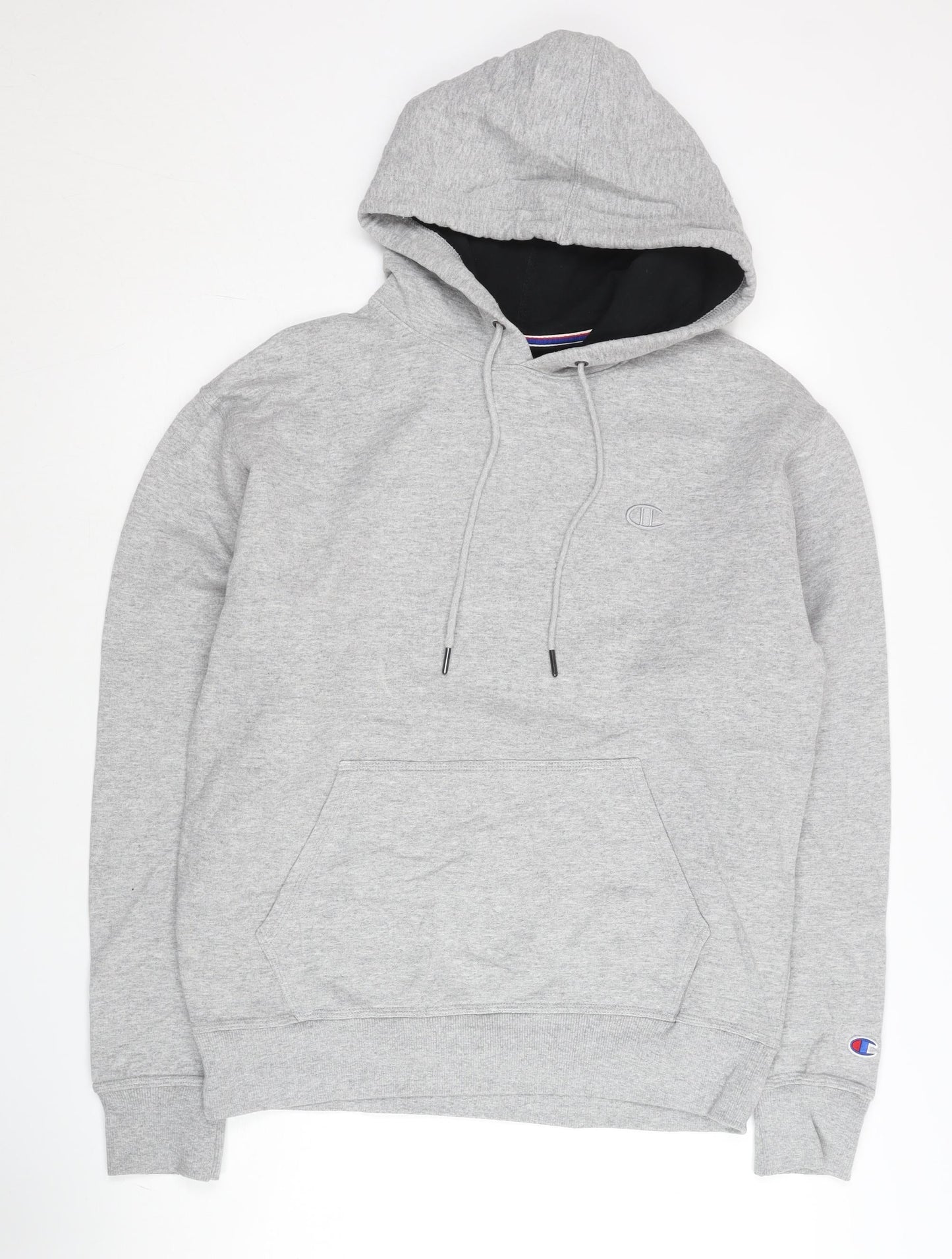 Champion Men's Grey Pullover Hoodie M Logo Fleece Kangaroo Pocket