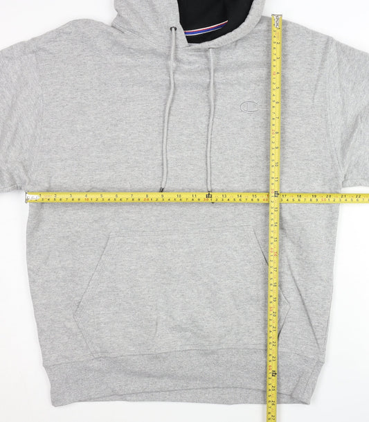 Champion Men's Grey Pullover Hoodie M Logo Fleece Kangaroo Pocket