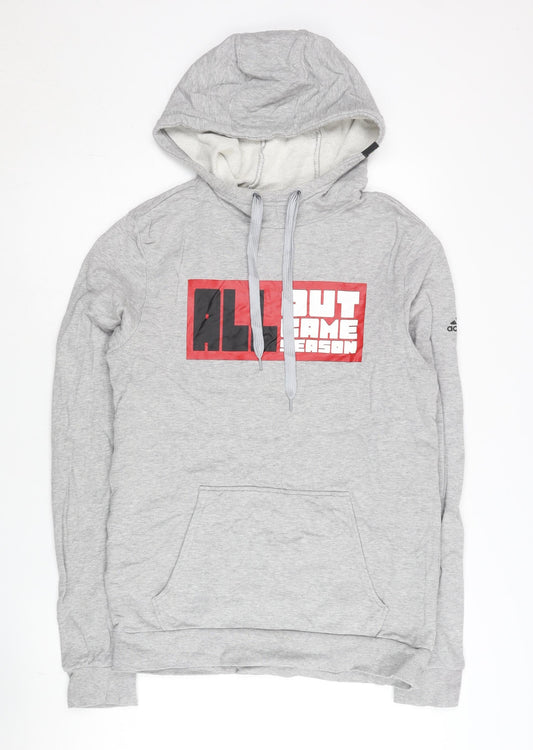 Adidas Men's Grey Pullover Hoodie M Sports Graphic All Seasons