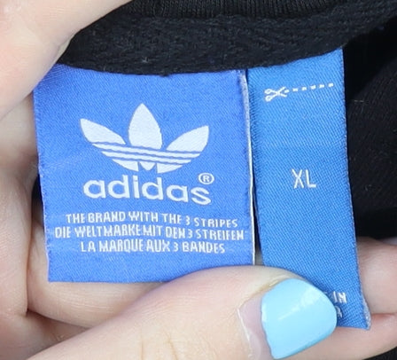 Adidas Men’s Black Pullover Hoodie XL Sports Striped Logo Jersey