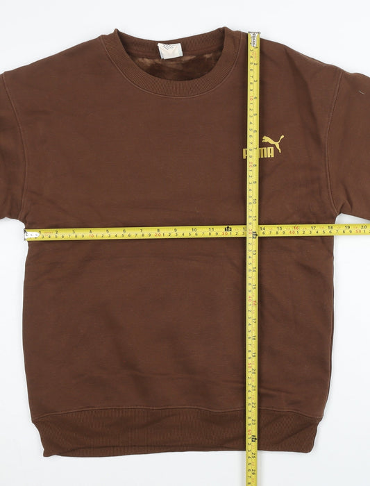 Puma Men’s Brown XS Crew Neck Pullover Sweatshirt with Logo