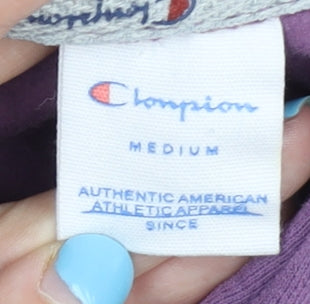 Champion Men's Purple Pullover Hoodie Medium Fleece Logo