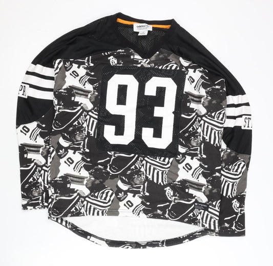 Adidas Men’s Black XS Pullover V-Neck Sports Graphic Sweatshirt